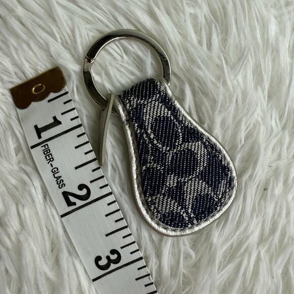 Vintage COACH y2k SIGNATURE TEAR DROP KEY RING Denim Charm - Picture 5 of 6